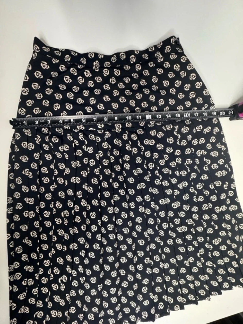 VTG 80s 90s A.R. Sassco Abstract Rose Midi Skirt Drop Waist M 8 - Picture 5 of 6